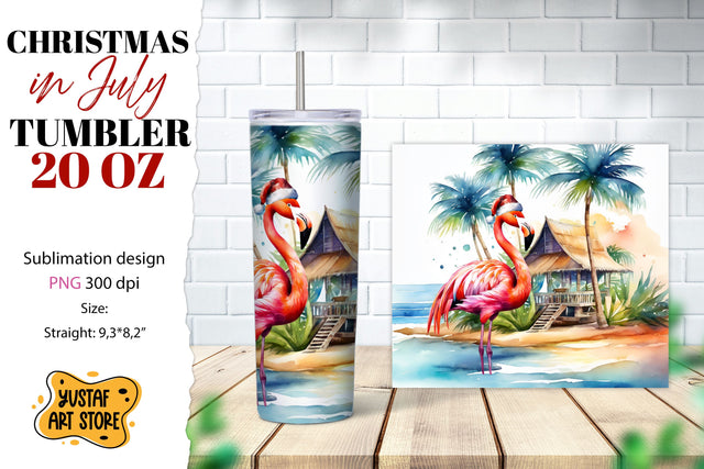 Christmas in July tumbler sublimation. Christmas flamingo Sublimation Yustaf Art Store 