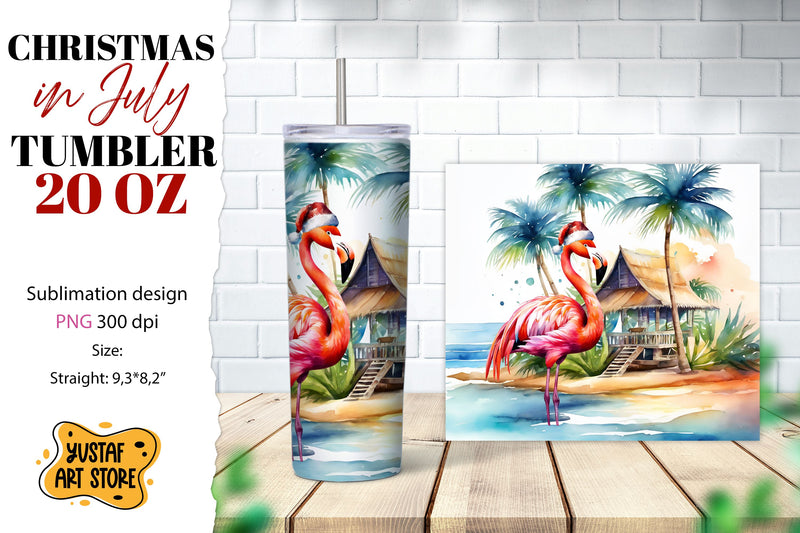Christmas in July tumbler sublimation. Christmas flamingo Sublimation Yustaf Art Store 