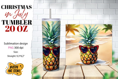 Christmas in July tumbler sublimation. Pineapple sublimation Sublimation Yustaf Art Store 