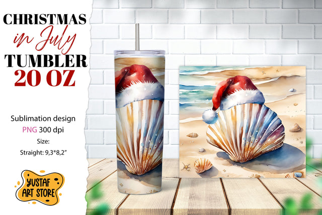 Christmas in July tumbler sublimation. Sea shell sublimation Sublimation Yustaf Art Store 