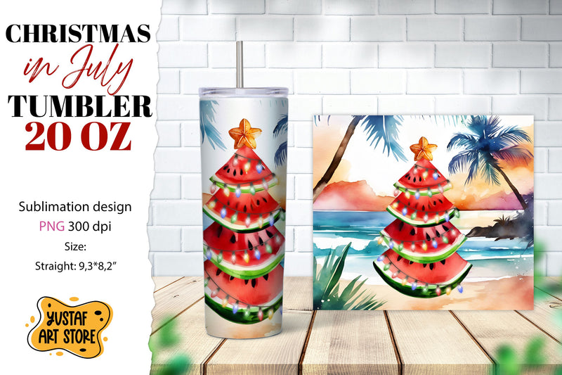 Christmas in July tumbler sublimation. Watermelon sublimatio Sublimation Yustaf Art Store 