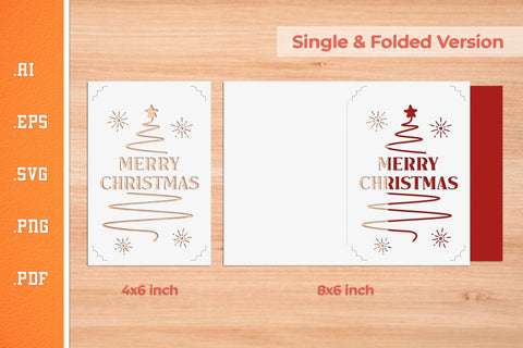 Christmas Insert Card Paper Cut SVG 2 - Postcard Size SVG Slim Studio 