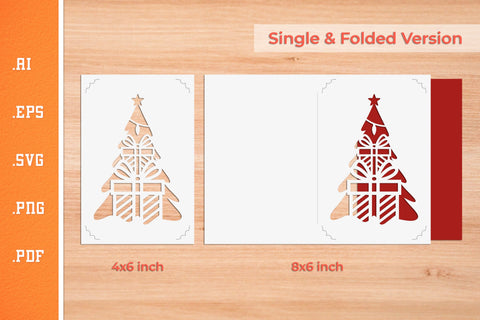 Christmas Insert Card Paper Cut SVG 3 - Postcard Size SVG Slim Studio 