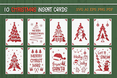 Christmas Insert Card Paper Cut SVG BUNDLE - Postcard Size SVG Slim Studio 