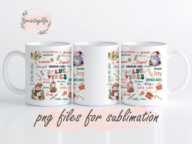 Christmas Instant Digital Design Download Mug Wrap Design, Mug Design PNG Sublimation PrintingLife 