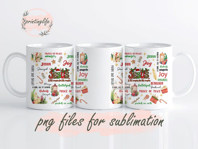 Christmas Instant Digital Design Download Mug Wrap Design, Mug Design PNG Sublimation PrintingLife 