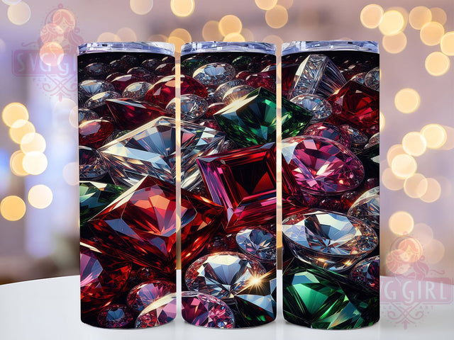 Christmas Jewels Sparkly Tumbler, Festive Gem Wrap, Holiday Jewel Sublimation Design, 20oz Sparkly Christmas Tumbler, Whimsical Holiday Mug, Elegant Jewel Cup, Glittering Christmas Art Sublimation SvggirlplusArt 