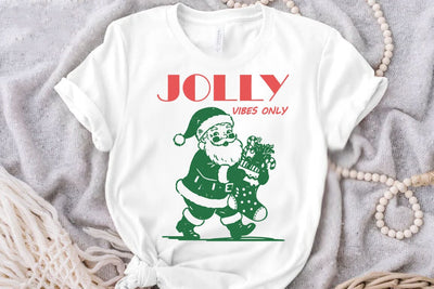 Christmas Jolly vibes Illustration, ChristmasWUotes SVG Design, Cute Santa Claus, Reindeer, Christmas Tree and Retro Holiday Designs SVG FiveStarCrafting 