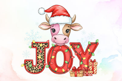 Christmas Joy Cow Png Sublimation designartist 