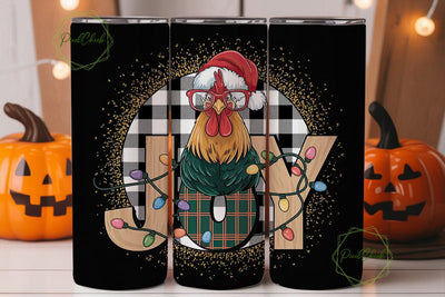 Christmas Joy Rooster 20oz Tumbler Wrap Sublimation PixelChick 