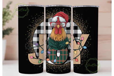 Christmas Joy Rooster 20oz Tumbler Wrap Sublimation PixelChick 