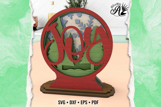Christmas Joy Snow Globe layered SVG cut files for laser cutting SVG Angel on Empire 