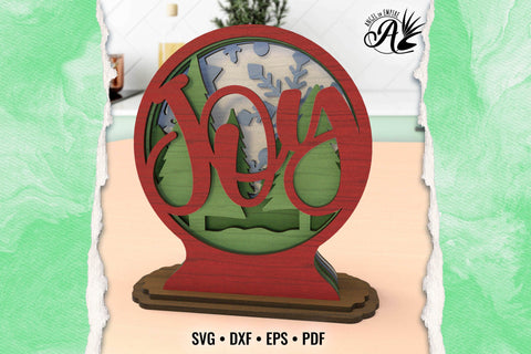 Christmas Joy Snow Globe layered SVG cut files for laser cutting SVG Angel on Empire 