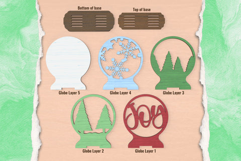 Christmas Joy Snow Globe layered SVG cut files for laser cutting SVG Angel on Empire 