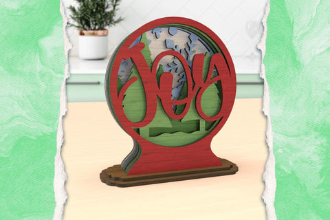 Christmas Joy Snow Globe layered SVG cut files for laser cutting SVG Angel on Empire 