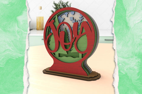 Christmas Joy Snow Globe layered SVG cut files for laser cutting SVG Angel on Empire 