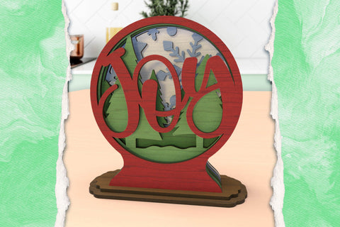 Christmas Joy Snow Globe layered SVG cut files for laser cutting SVG Angel on Empire 