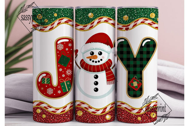 Christmas Joy Snowman Tumbler Wrap Sublimation sassyprint 