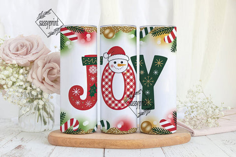 Christmas Joy Snowman Tumbler Wrap Sublimation sassyprint 