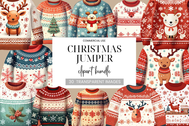 Christmas Jumper Clipart Bundle - Ugly Sweater Illustrations Sublimation BijouBay 