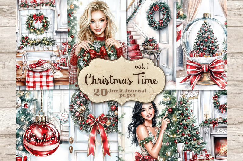 Christmas Junk Journal Kit | Holly Jolly Xmas Winter Paper SVG GlamArtZhanna 