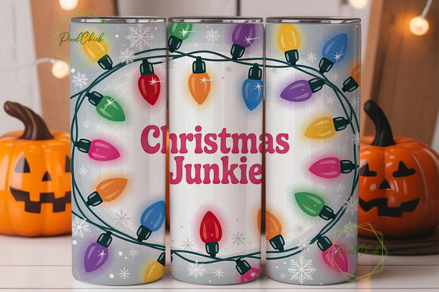 Christmas Junkie 20oz Tumbler Wrap Sublimation PixelChick 