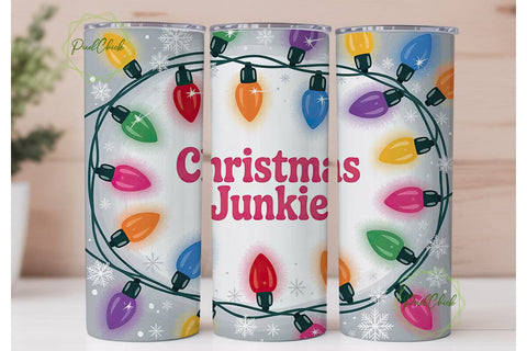 Christmas Junkie 20oz Tumbler Wrap Sublimation PixelChick 
