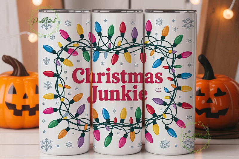 Christmas Junkie 20oz Tumbler Wrap Sublimation PixelChick 