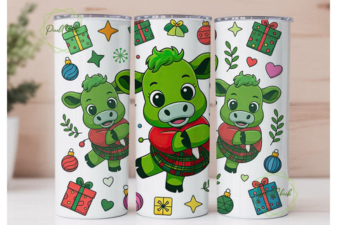 Christmas Kawaii Cow 20oz Tumbler Wrap Sublimation PixelChick 