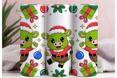 Christmas Kawaii Cow 20oz Tumbler Wrap Sublimation PixelChick 