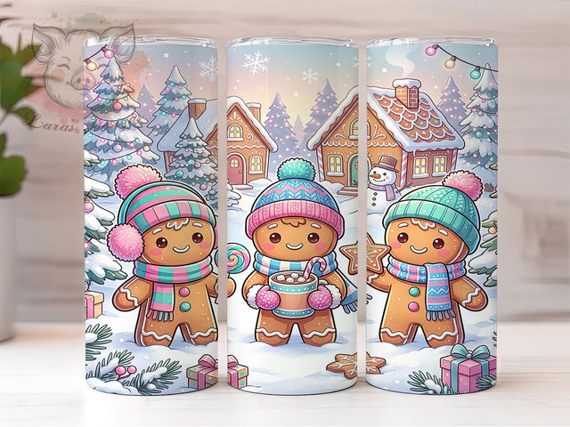 Christmas Kawaii Gingerbread 20oz Tumbler, Christmas Kawaii Gingerbread, 20oz Tumbler Wrap, Sublimation Design, Cute Gingerbread PNG, Kawaii Christmas Tumbler Wrap, Holiday Tumbler Design, Digital Download Sublimation Lara' s Designs 