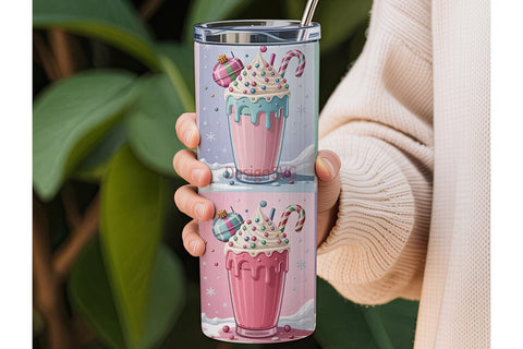 Christmas Kawaii Milkshake 20oz Tumbler Sublimation DesignSVG 