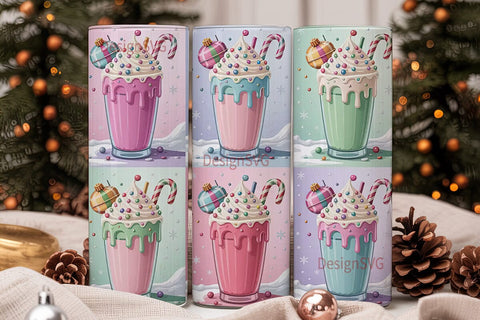 Christmas Kawaii Milkshake 20oz Tumbler Sublimation DesignSVG 