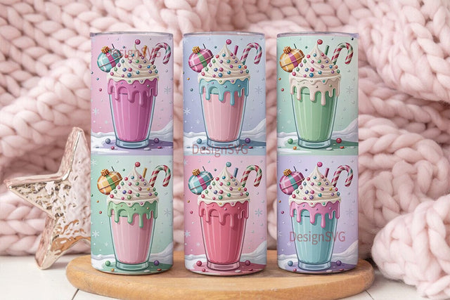 Christmas Kawaii Milkshake 20oz Tumbler Sublimation DesignSVG 