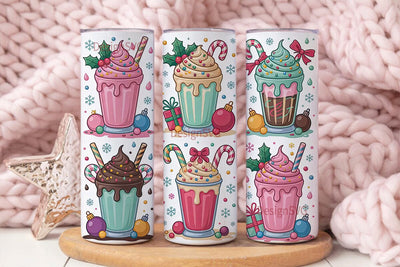 Christmas Kawaii Milkshake 20oz Tumbler Sublimation DesignSVG 
