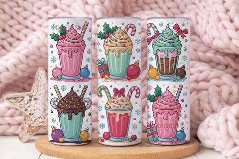 Christmas Kawaii Milkshake 20oz Tumbler Sublimation DesignSVG 
