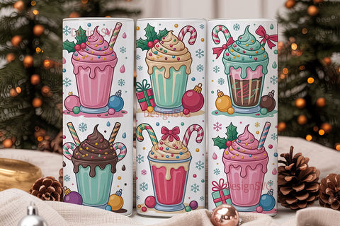 Christmas Kawaii Milkshake 20oz Tumbler Sublimation DesignSVG 