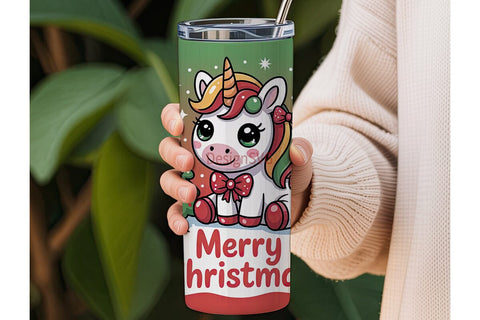 Christmas Kawaii Unicorn 20oz Tumbler Sublimation DesignSVG 