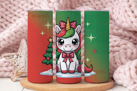 Christmas Kawaii Unicorn 20oz Tumbler Sublimation DesignSVG 