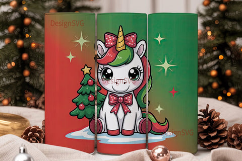 Christmas Kawaii Unicorn 20oz Tumbler Sublimation DesignSVG 