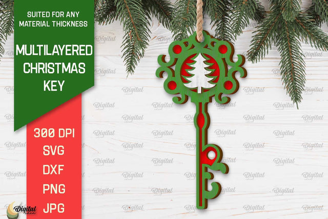 Christmas Key Ornament Laser Cut. Christmas Ornament SVG SVG Evgenyia Guschina 