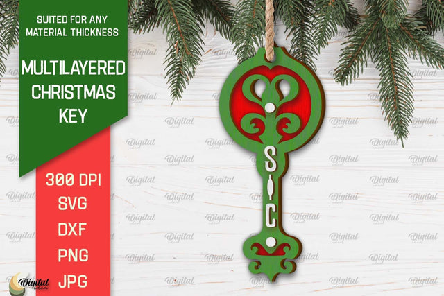 Christmas Key Ornament Laser Cut. Christmas Ornament SVG SVG Evgenyia Guschina 