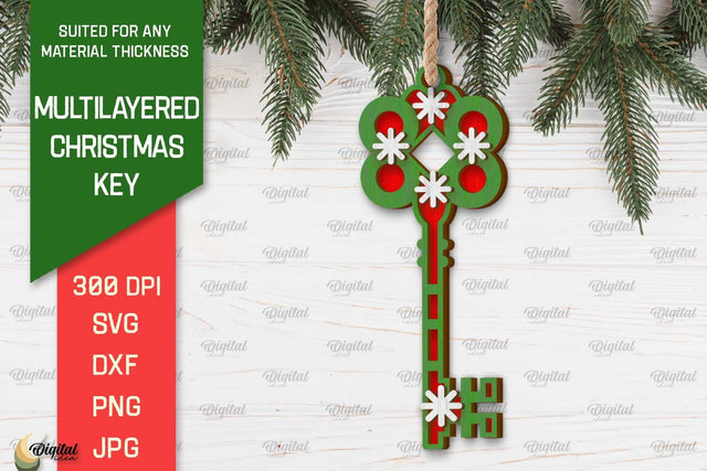 Christmas Key Ornament Laser Cut. Christmas Ornament SVG SVG Evgenyia Guschina 