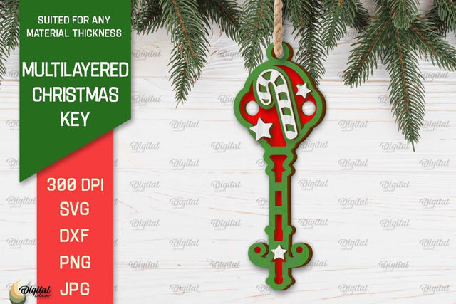 Christmas Key Ornament Laser Cut. Christmas Ornament SVG SVG Evgenyia Guschina 