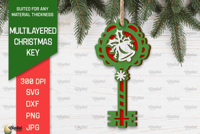 Christmas Key Ornament Laser Cut. Christmas Ornament SVG SVG Evgenyia Guschina 