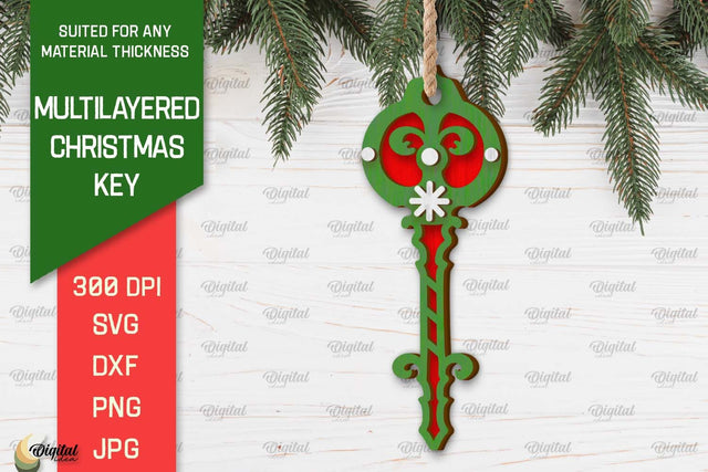 Christmas Key Ornament Laser Cut. Christmas Ornament SVG SVG Evgenyia Guschina 