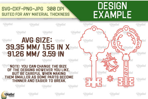 Christmas Key Ornament Laser Cut. Christmas Ornament SVG SVG Evgenyia Guschina 