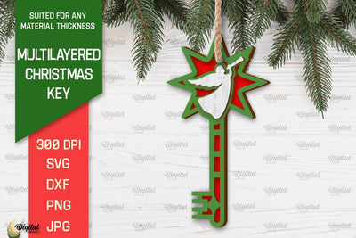 Christmas Key Ornament Laser Cut. Christmas Ornament SVG SVG Evgenyia Guschina 