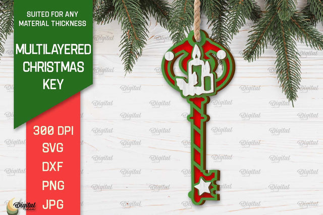 Christmas Key Ornament Laser Cut. Christmas Ornament SVG SVG Evgenyia Guschina 