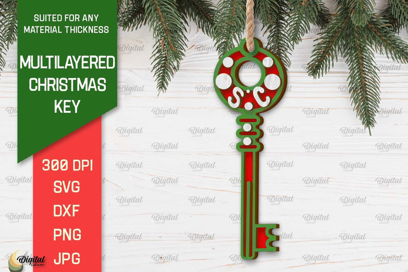 Christmas Key Ornament Laser Cut. Christmas Ornament SVG SVG Evgenyia Guschina 
